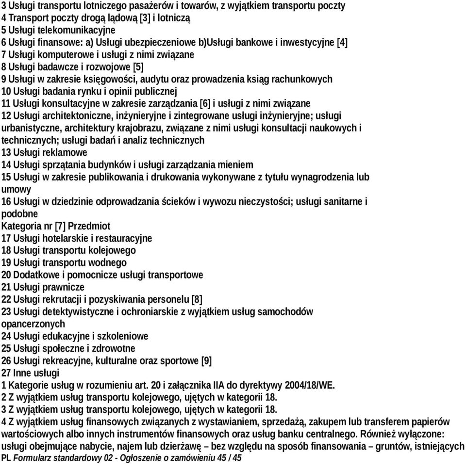 rachunkowych 10 Usługi badania rynku i opinii publicznej 11 Usługi konsultacyjne w zakresie zarządzania [6] i usługi z nimi związane 12 Usługi architektoniczne, inżynieryjne i zintegrowane usługi