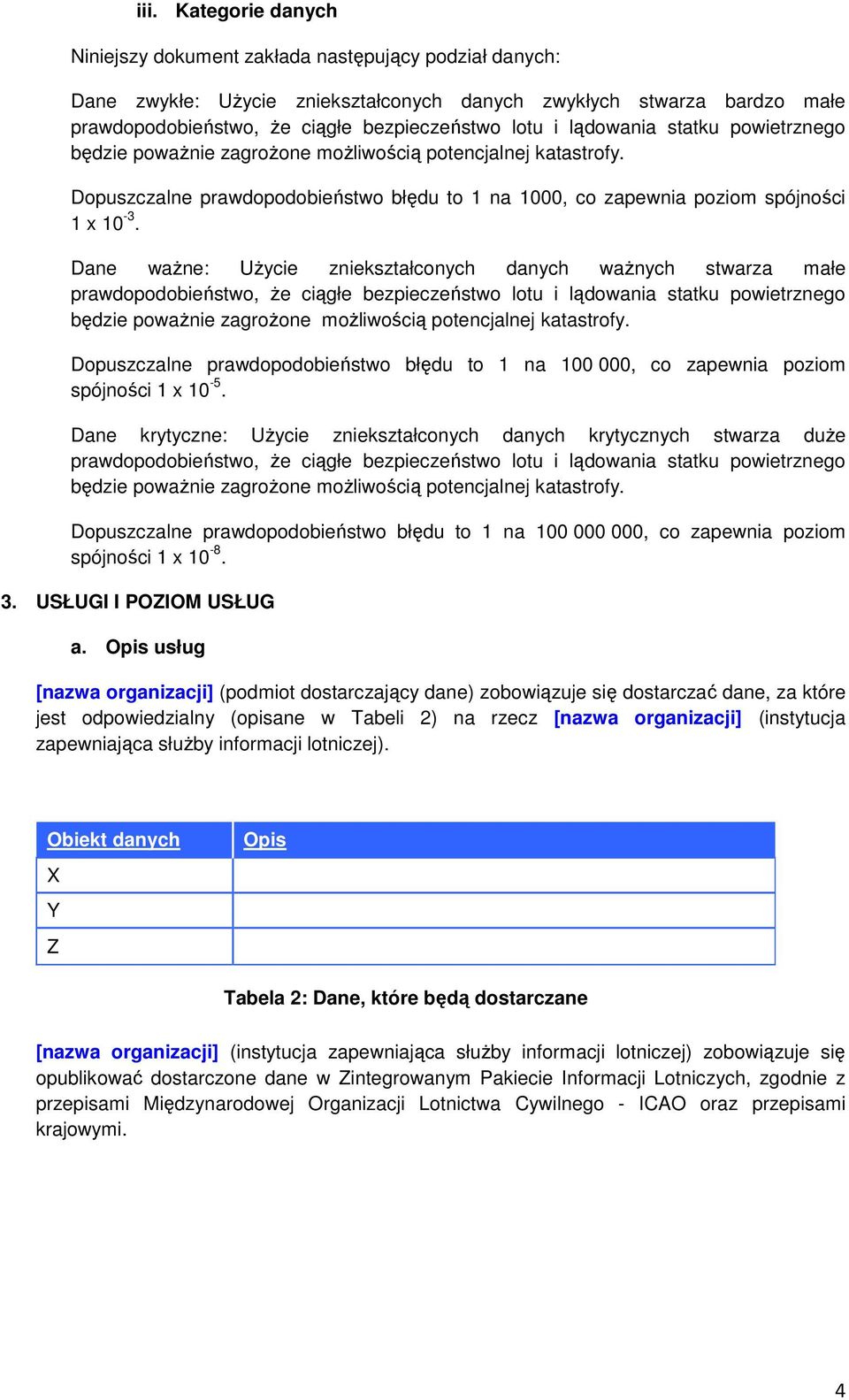 Dane ważne: Użycie zniekształconych danych ważnych stwarza małe prawdopodobieństwo, że ciągłe bezpieczeństwo lotu i lądowania statku powietrznego będzie poważnie zagrożone możliwością potencjalnej