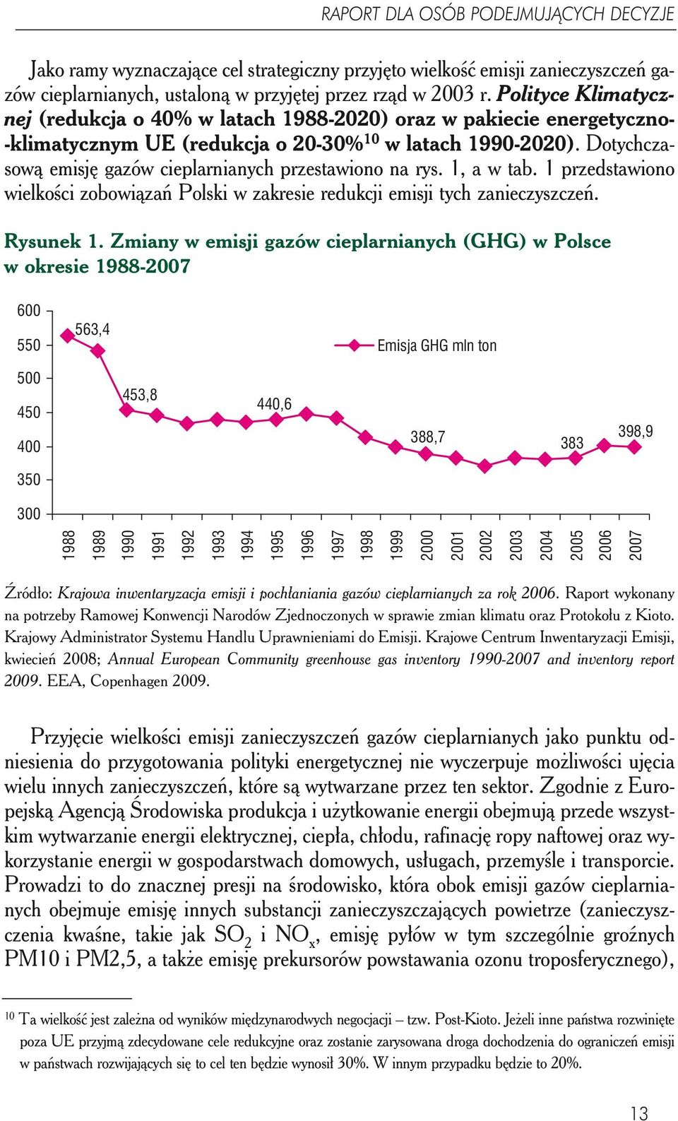 Dotychczasową emisję gazów cieplarnianych przestawiono na rys. 1, a w tab. 1 przedstawiono wielkości zobowiązań Polski w zakresie redukcji emisji tych zanieczyszczeń. Rysunek 1.
