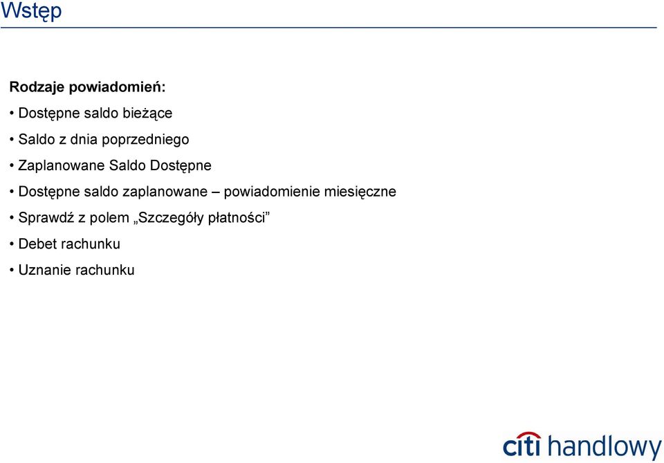 saldo zaplanowane powiadomienie miesięczne Sprawdź z