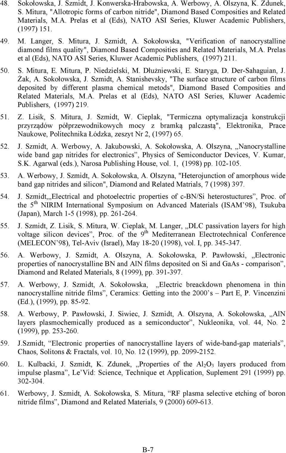 50. S. Mitura, E. Mitura, P. Niedzielski, M. Dłużniewski, E. Staryga, D. Der-Sahaguian, J. Żak, A. Sokołowska, J. Szmidt, A.