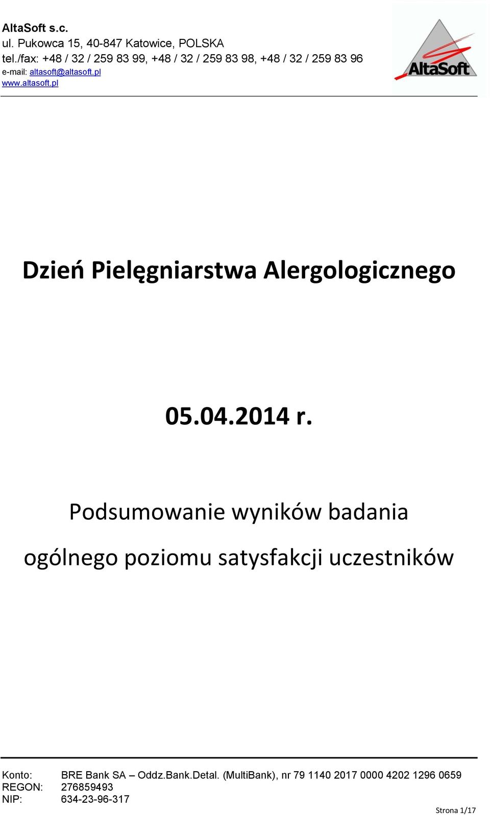 altasoft.pl Dzień Pielęgniarstwa Alergologicznego 05.04.2014 r.