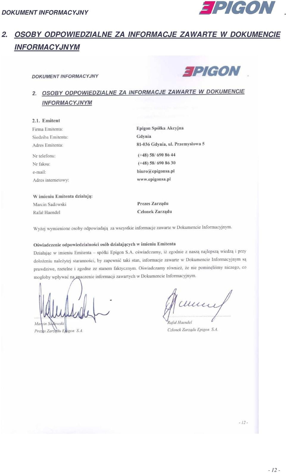 INFORMACJE ZAWARTE