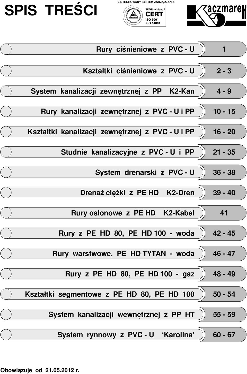 1-1 - 5 - Drena ci ki z PE HD K-Dren 9-0 Rury s nwe z PE HD K-Kabel 1 Rury z PE HD 0, PE HD 100 - wda - 5 Rury warstwwe, PE HD TYTAN - wda - 7 Rury z PE HD 0,