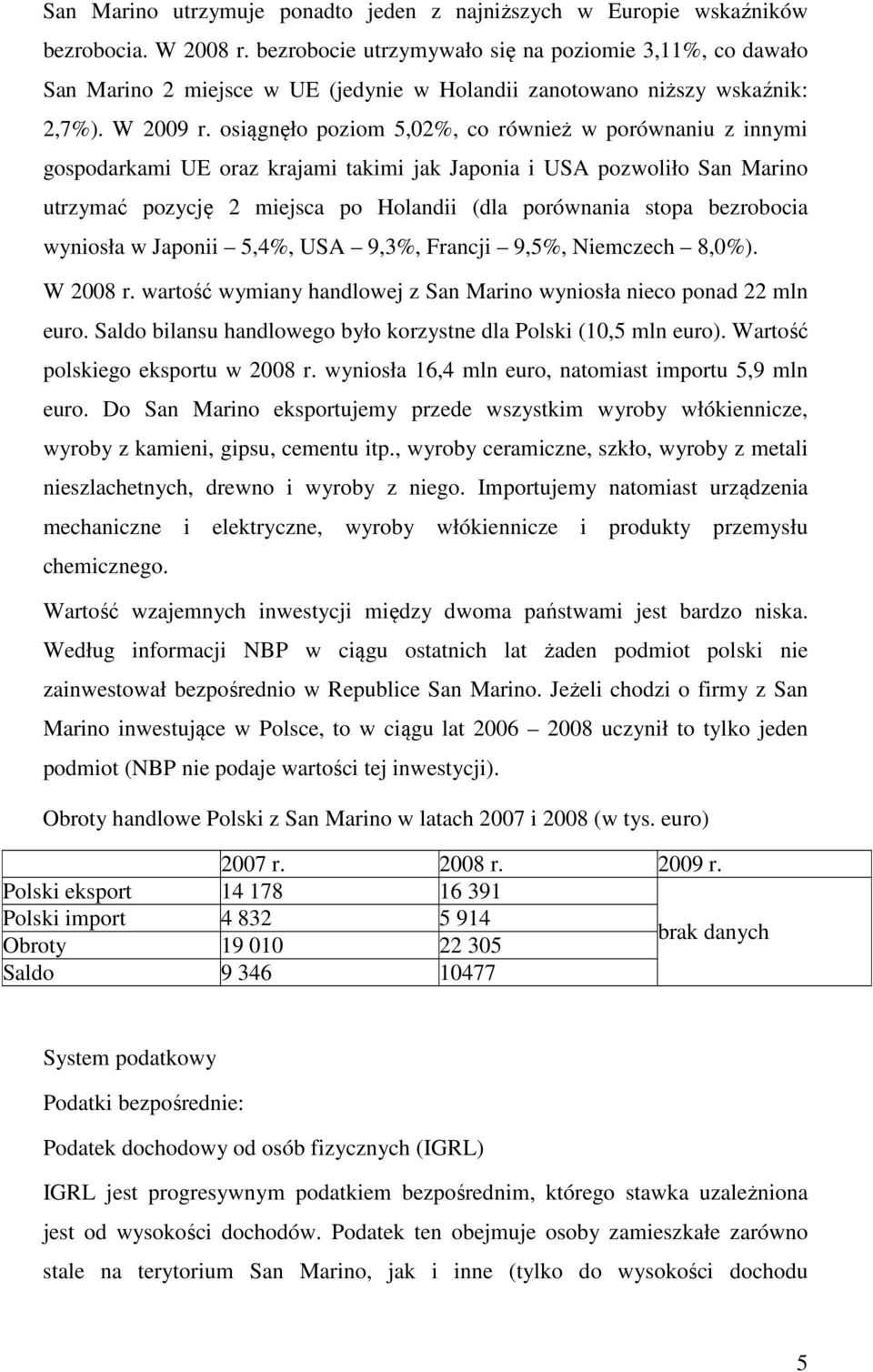 osiągnęło poziom 5,02%, co również w porównaniu z innymi gospodarkami UE oraz krajami takimi jak Japonia i USA pozwoliło San Marino utrzymać pozycję 2 miejsca po Holandii (dla porównania stopa