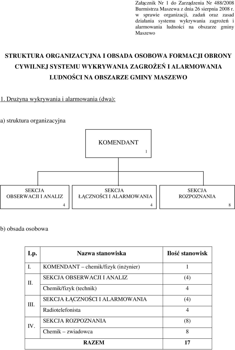 SYSTEMU WYKRYWANIA ZAGROśEŃ I ALARMOWANIA LUDNOŚCI NA OBSZARZE GMINY MASZEWO 1.