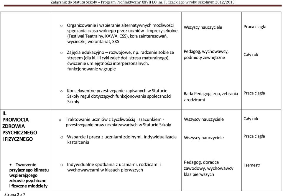 wlntariat, SKS Zajęcia edukacyjn rzwjwe, np. radzenie sbie ze stresem (dla kl. III cykl zajęć dt.