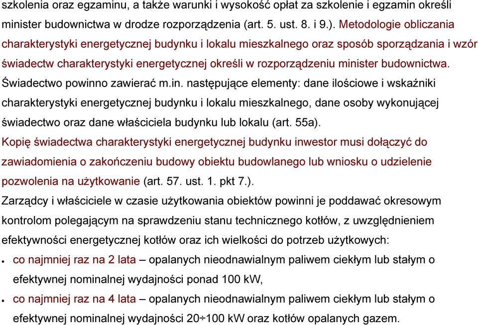 budownictwa. Świadectwo powinn