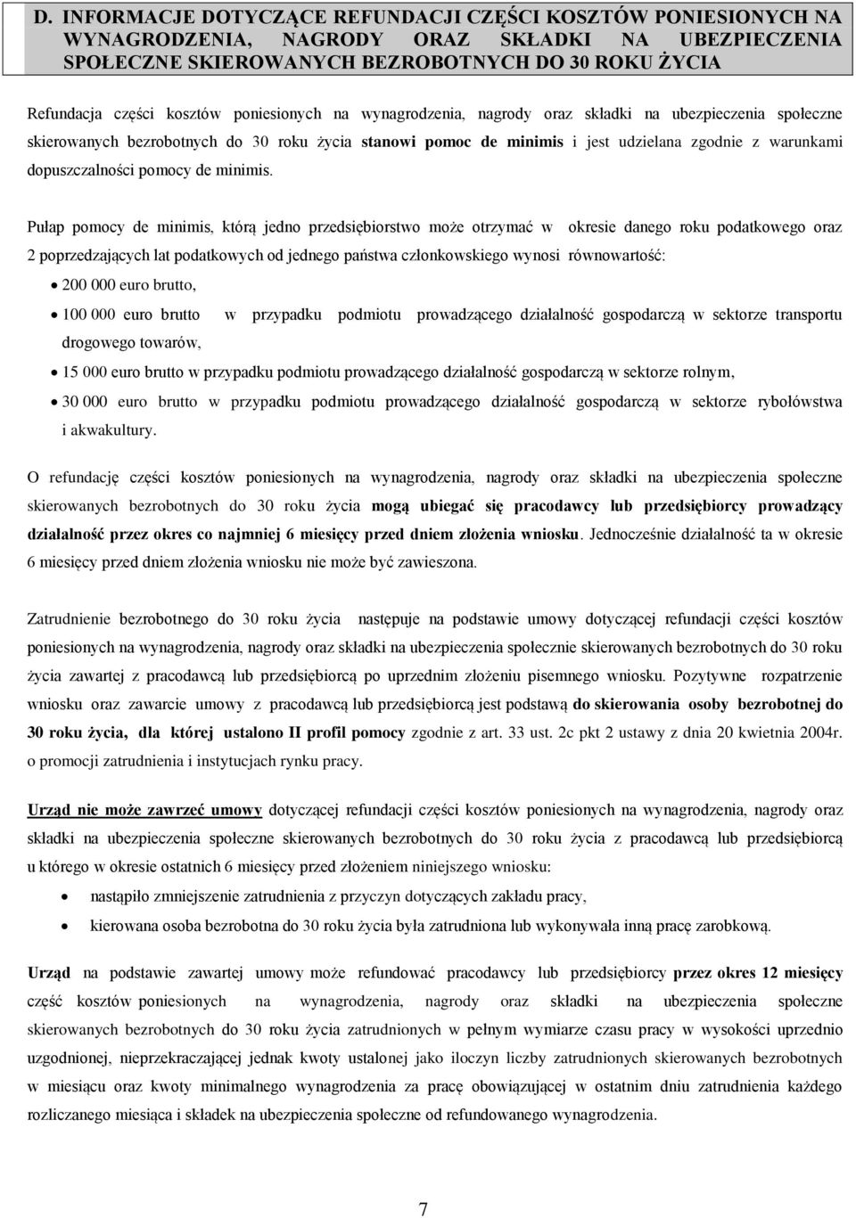 pomocy de minimis.