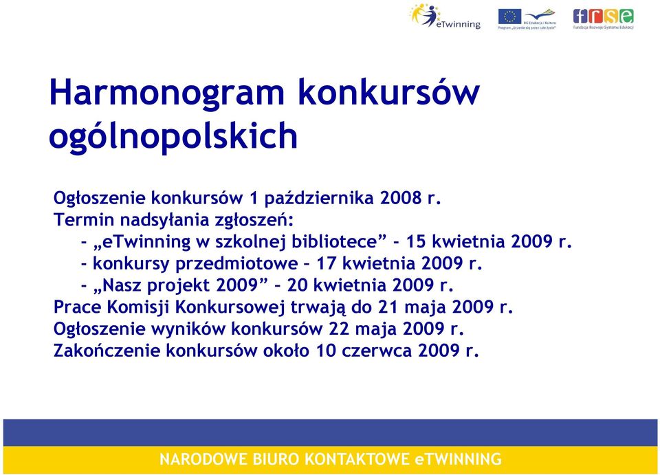 - konkursy przedmiotowe 17 kwietnia 2009 r. - Nasz projekt 2009 20 kwietnia 2009 r.