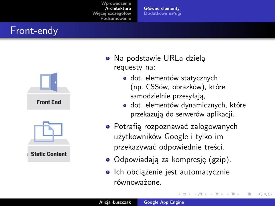 elementów dynamicznych, które przekazują do serwerów aplikacji.