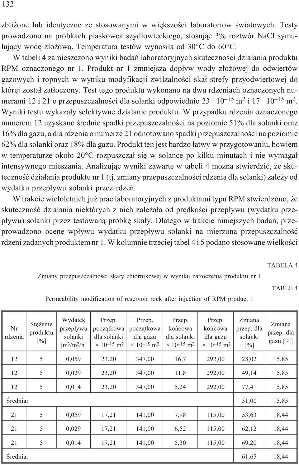 Produkt nr 1 zmniejsza dop³yw wody z³o owej do odwiertów gazowych i ropnych w wyniku modyfikacji zwil alnoœci ska³ strefy przyodwiertowej do której zosta³ zat³oczony.