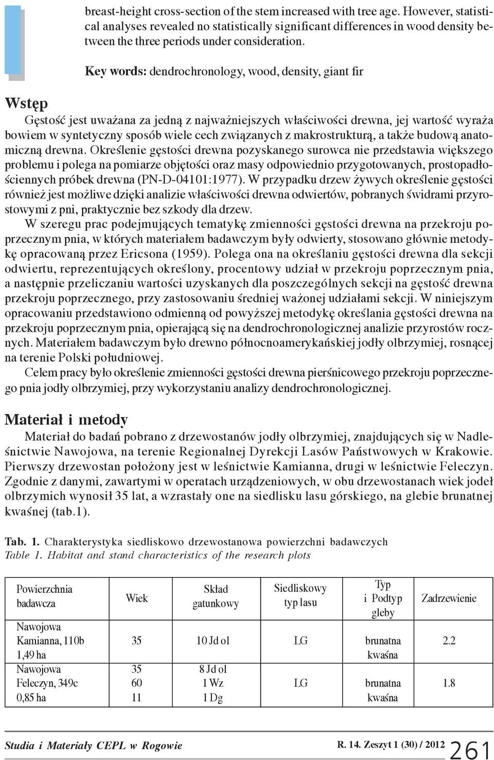 Key words: dendrochronology, wood, density, giant fir Wstêp Gêstoœæ jest uwa ana za jedn¹ z najwa niejszych w³aœciwoœci drewna, jej wartoœæ wyra a bowiem w syntetyczny sposób wiele cech zwi¹zanych z