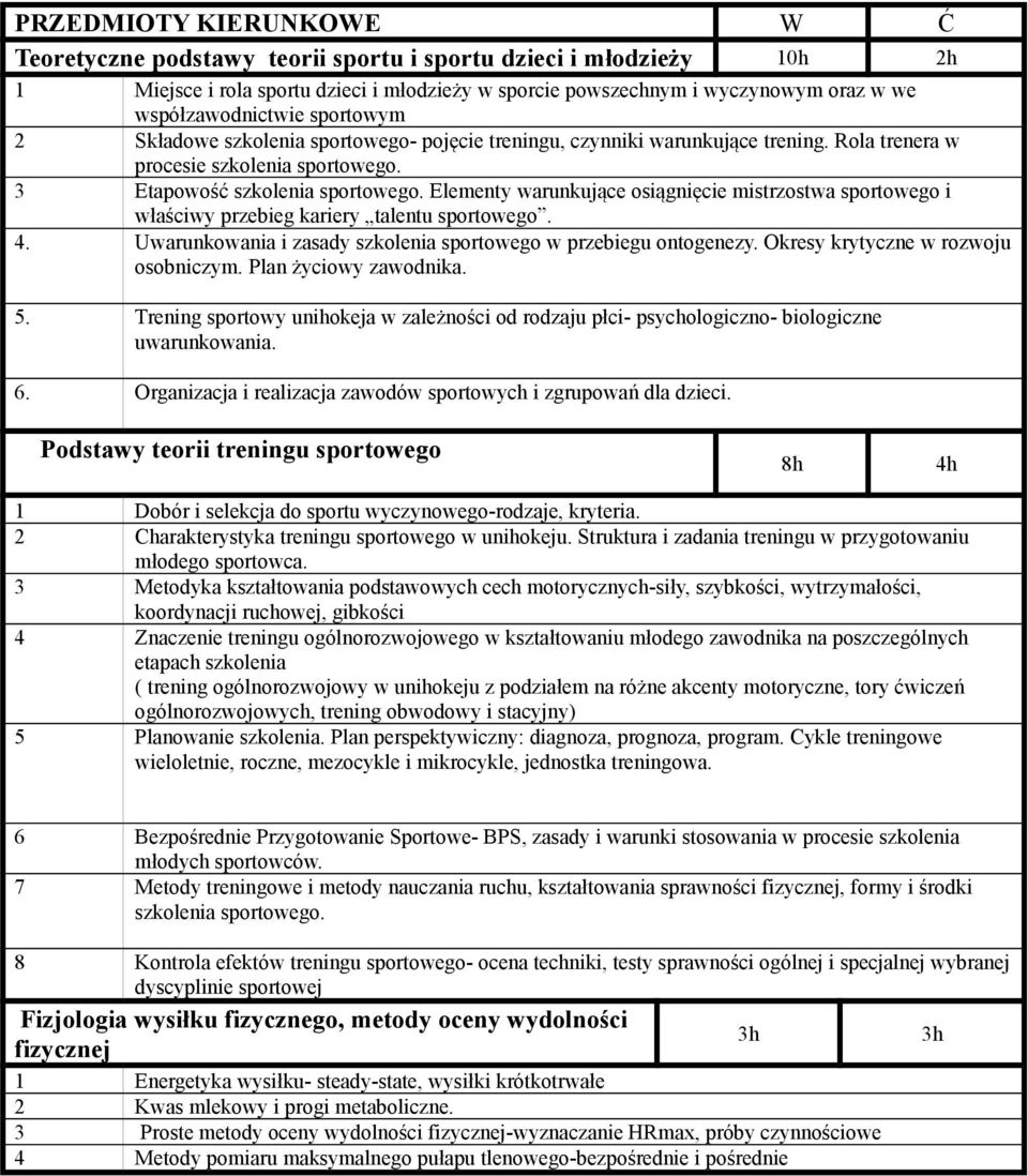 Elementy warunkujące osiągnięcie mistrzostwa sportowego i właściwy przebieg kariery talentu sportowego. 4. Uwarunkowania i zasady szkolenia sportowego w przebiegu ontogenezy.