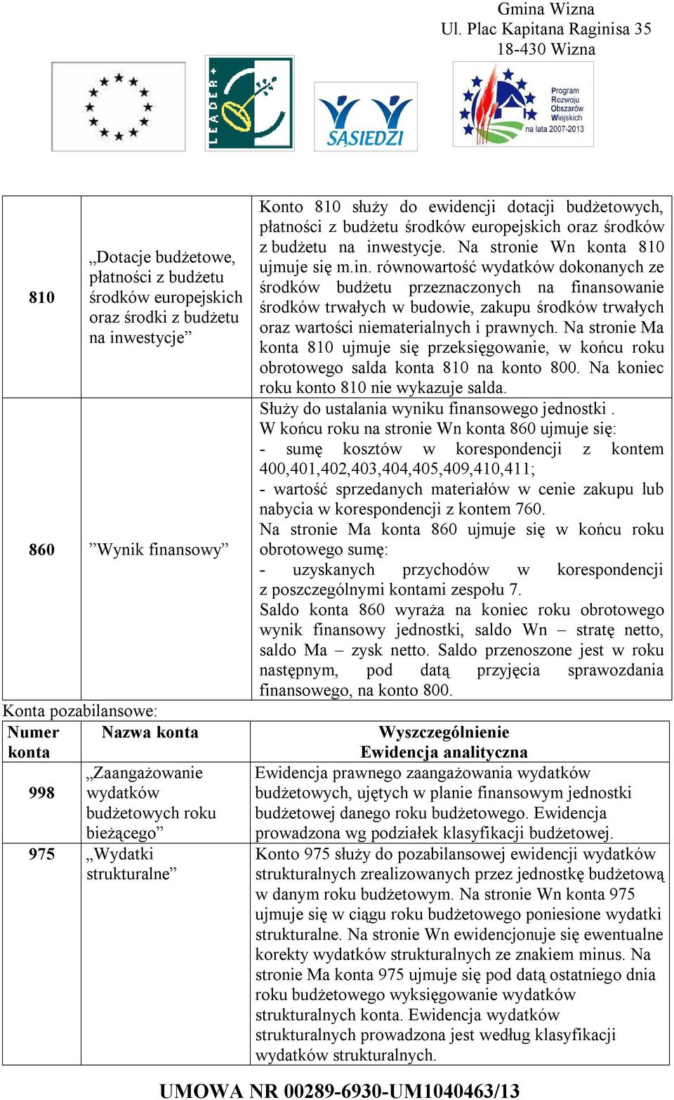 Na stronie Wn konta 810 ujmuje się m.in.