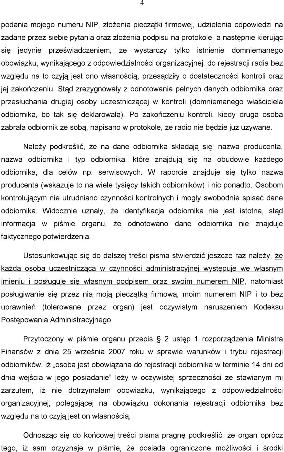 kontroli oraz jej zakończeniu.