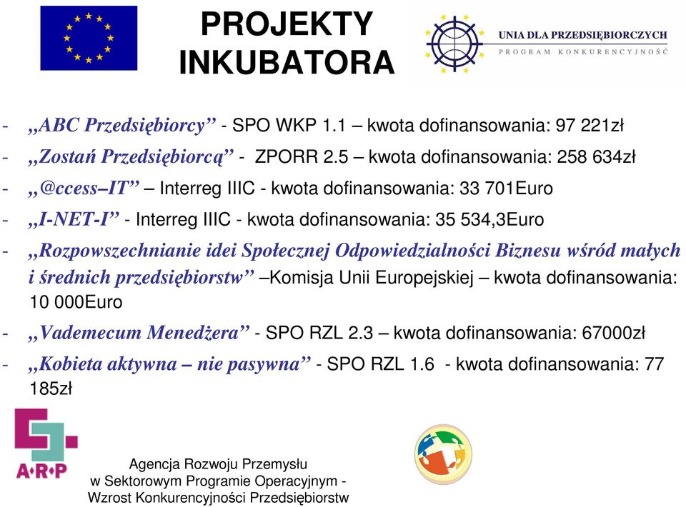35 534,3Euro - Rozpowszechnianie idei Społecznej Odpowiedzialności Biznesu wśród małych i średnich przedsiębiorstw Komisja Unii Europejskiej