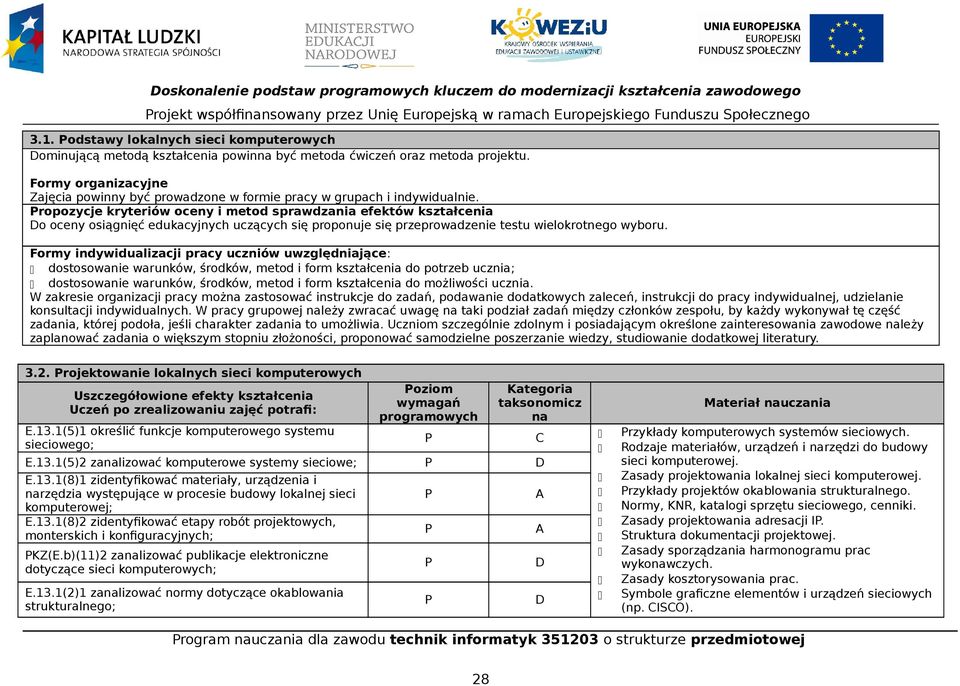 Formy organizacyjne Zajęcia powinny być prowadzone w formie pracy w grupach i indywidualnie.