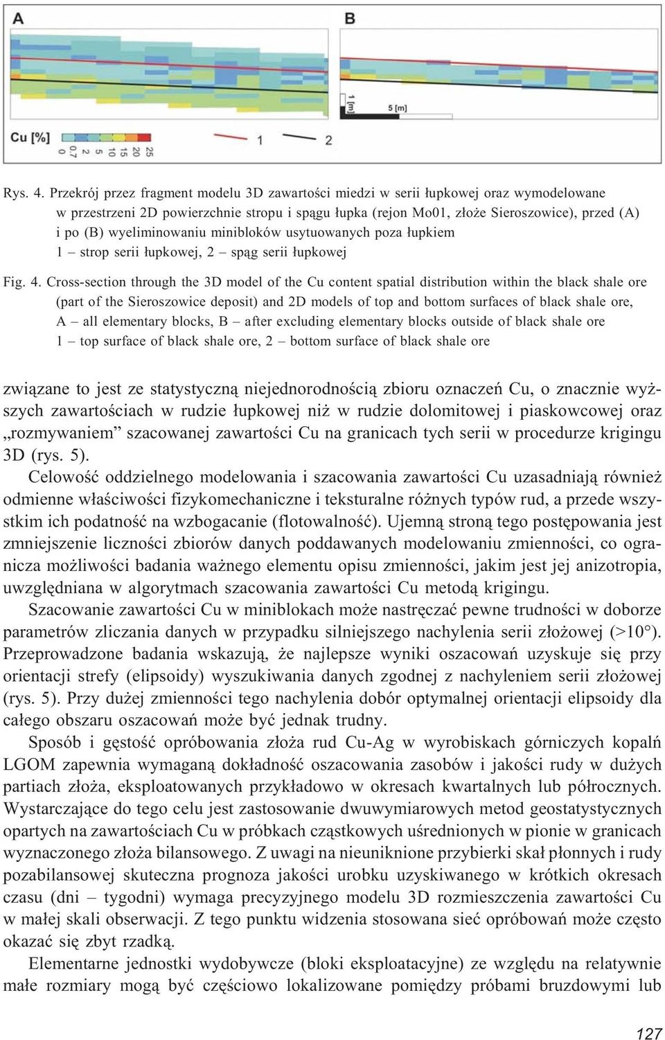 wyeliminowaniu minibloków usytuowanych poza ³upkiem 1 strop serii ³upkowej, 2 sp¹g serii ³upkowej Fig. 4.