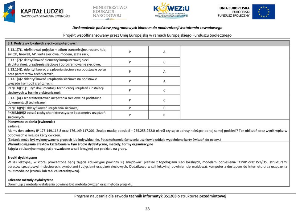 b)(11)1 użyć dokumentacji technicznej urządzeń i instalacji sieciowych w formie elektronicznej; E.13.