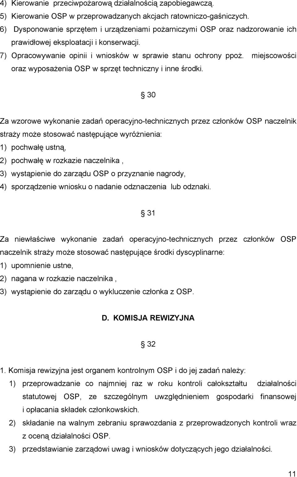 miejscowości oraz wyposażenia OSP w sprzęt techniczny i inne środki.