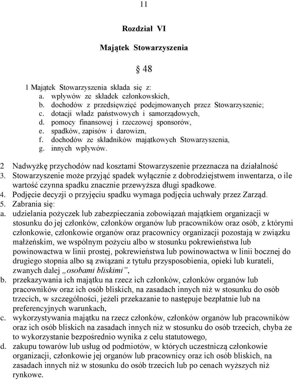2 Nadwyżkę przychodów nad kosztami Stowarzyszenie przeznacza na działalność 3.