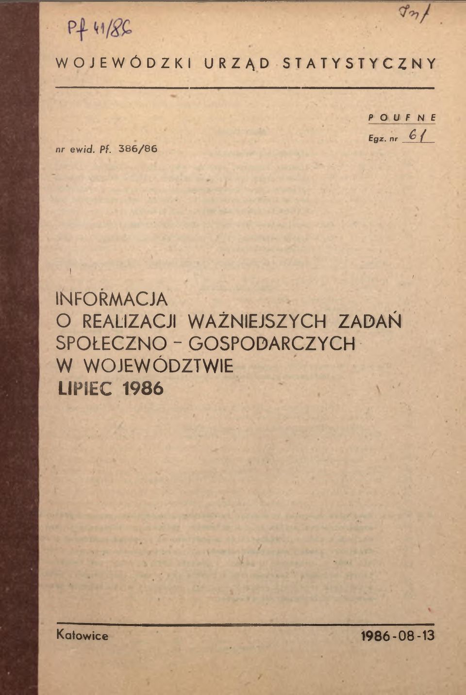 nr & { NFORMACJA O REALZACJ WAŻNEJSZYCH ZADAŃ