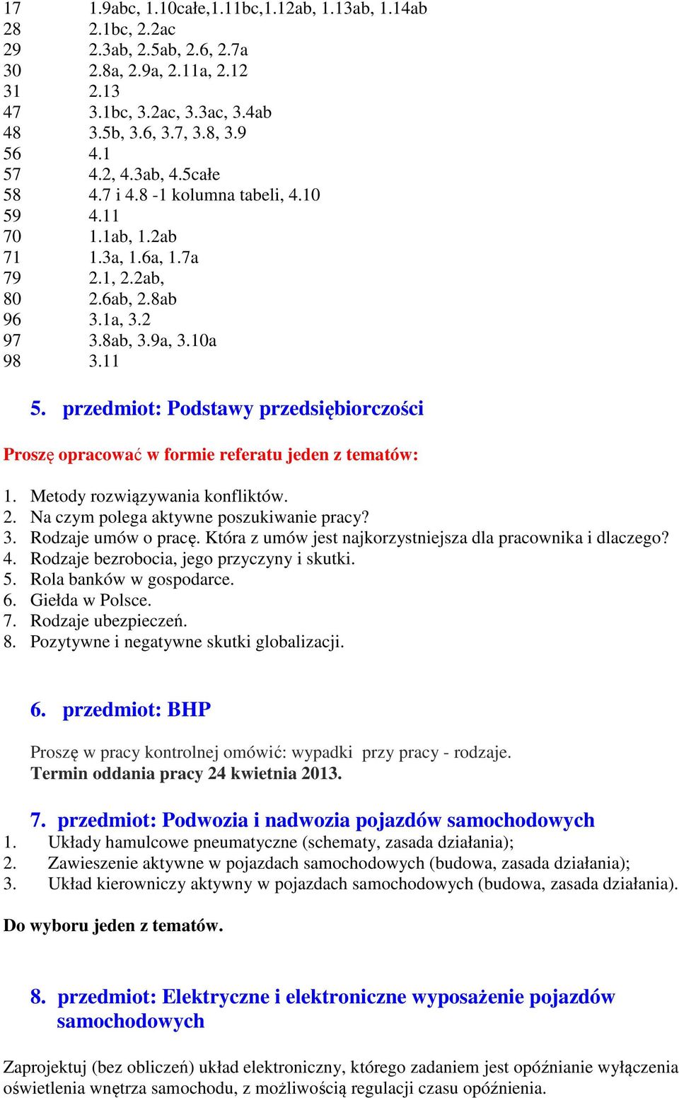 przedmiot: Podstawy przedsiębiorczości Proszę opracować w formie referatu jeden z tematów: 1. Metody rozwiązywania konfliktów. 2. Na czym polega aktywne poszukiwanie pracy? 3. Rodzaje umów o pracę.