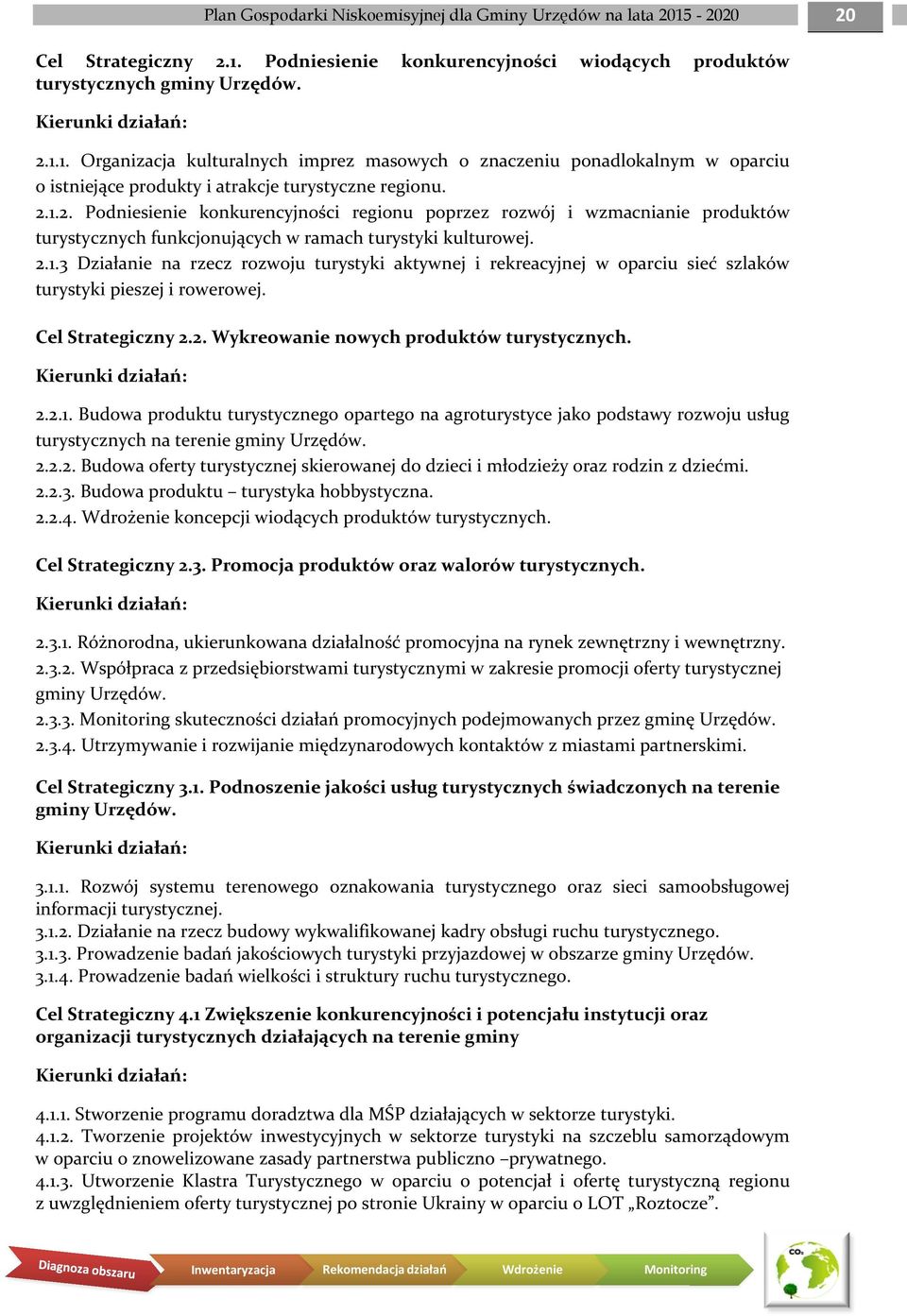 Cel Strategiczny 2.2. Wykreowanie nowych produktów turystycznych. Kierunki działań: 2.2.1.
