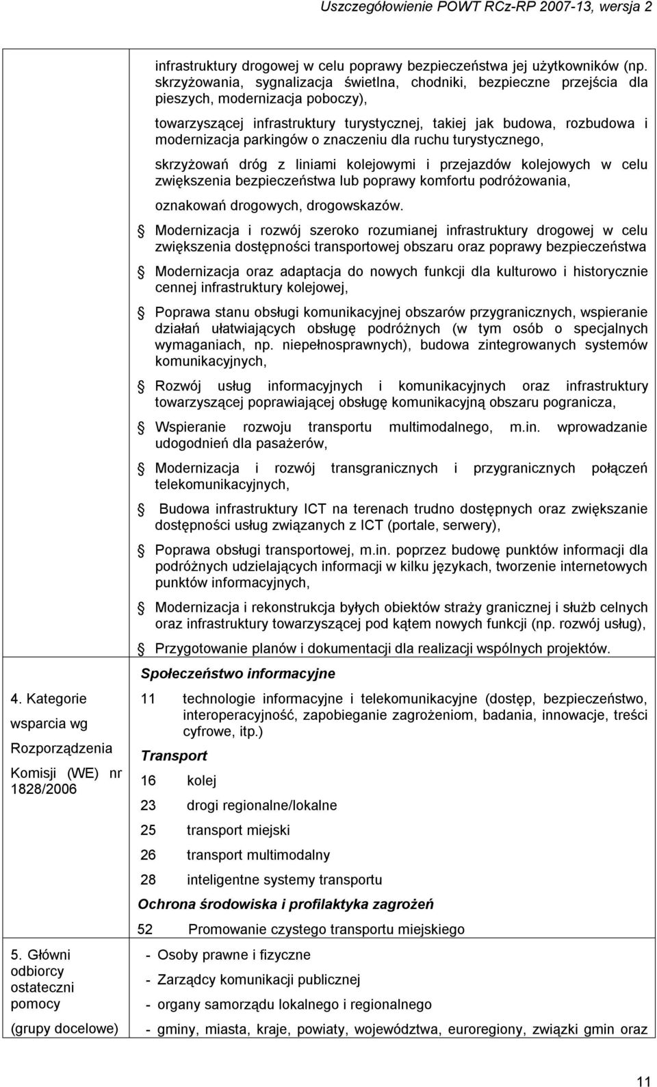 parkingów o znaczeniu dla ruchu turystycznego, skrzyżowań dróg z liniami kolejowymi i przejazdów kolejowych w celu zwiększenia bezpieczeństwa lub poprawy komfortu podróżowania, oznakowań drogowych,