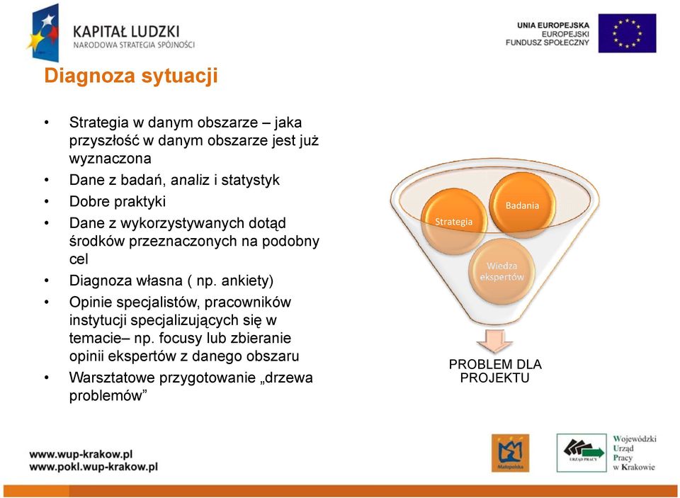 np. ankiety) Opinie specjalistów, pracowników instytucji specjalizujących się w temacie np.