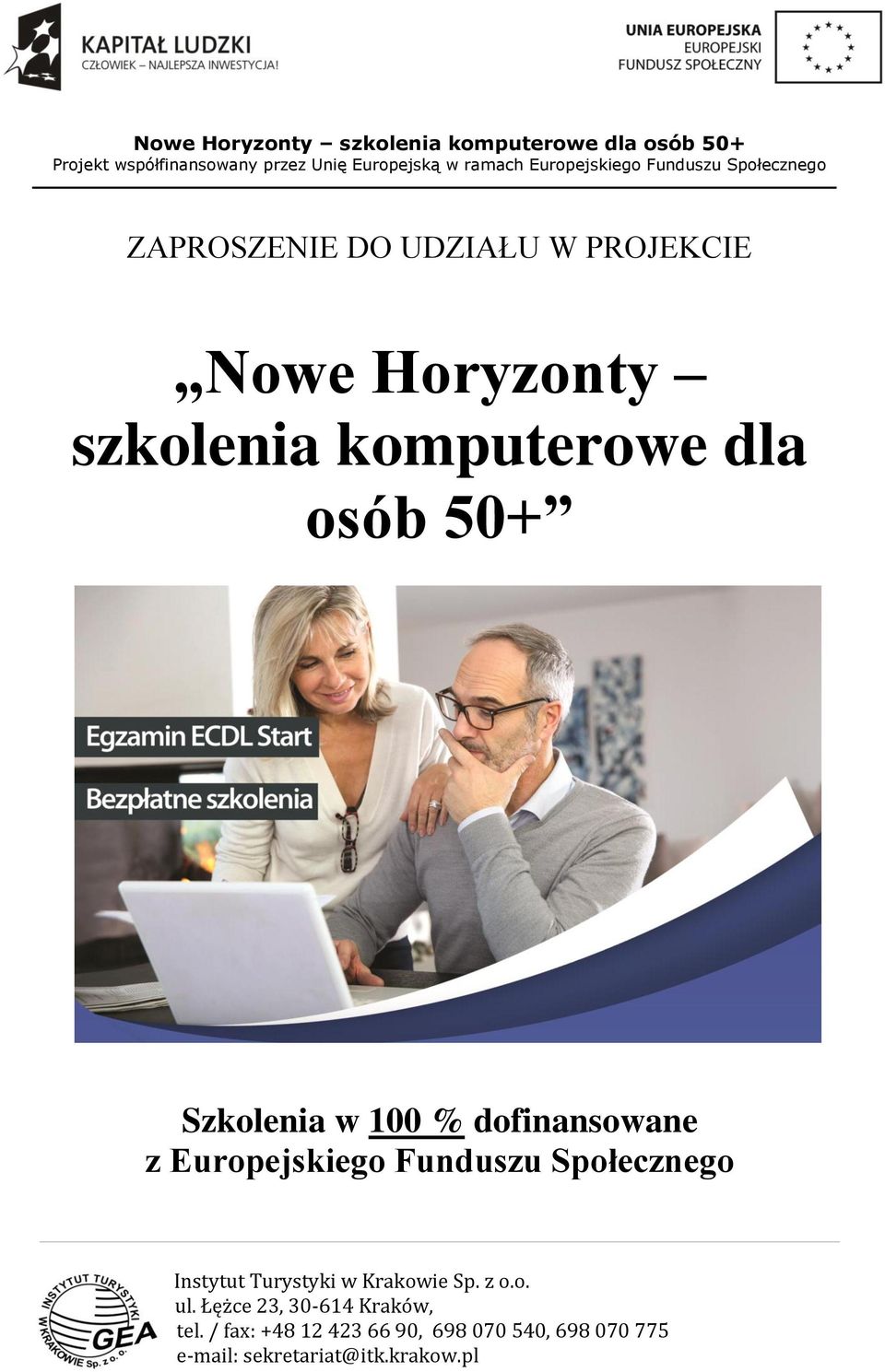 dla osób 50+ Szkolenia w 100 %