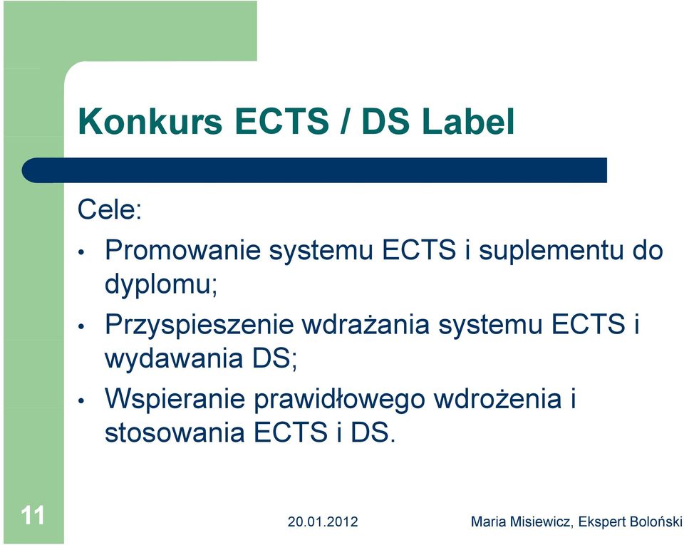 wdrażania systemu ECTS i wydawania DS;