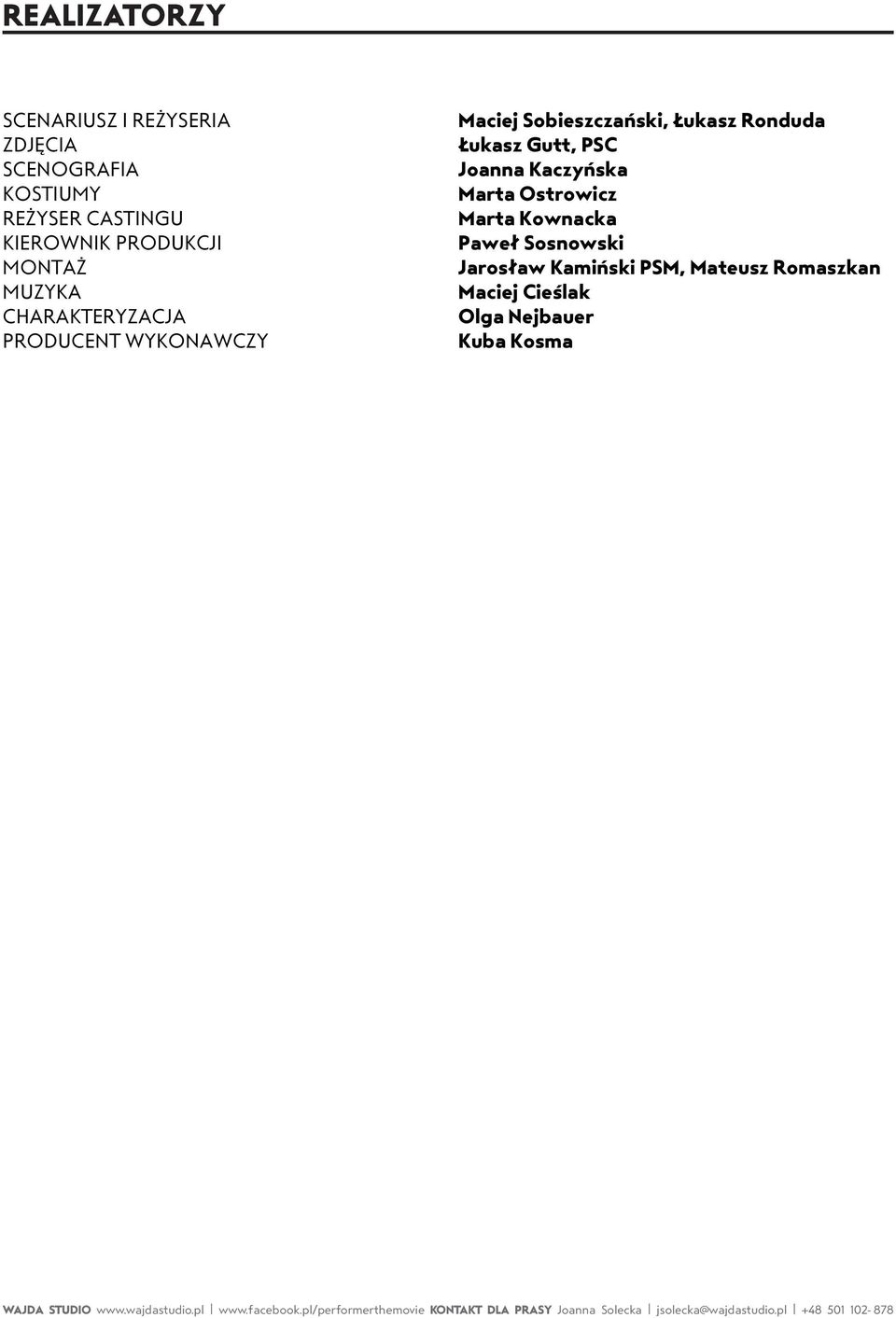 Sobieszczański, Łukasz Ronduda Łukasz Gutt, PSC Joanna Kaczyńska Marta Ostrowicz Marta