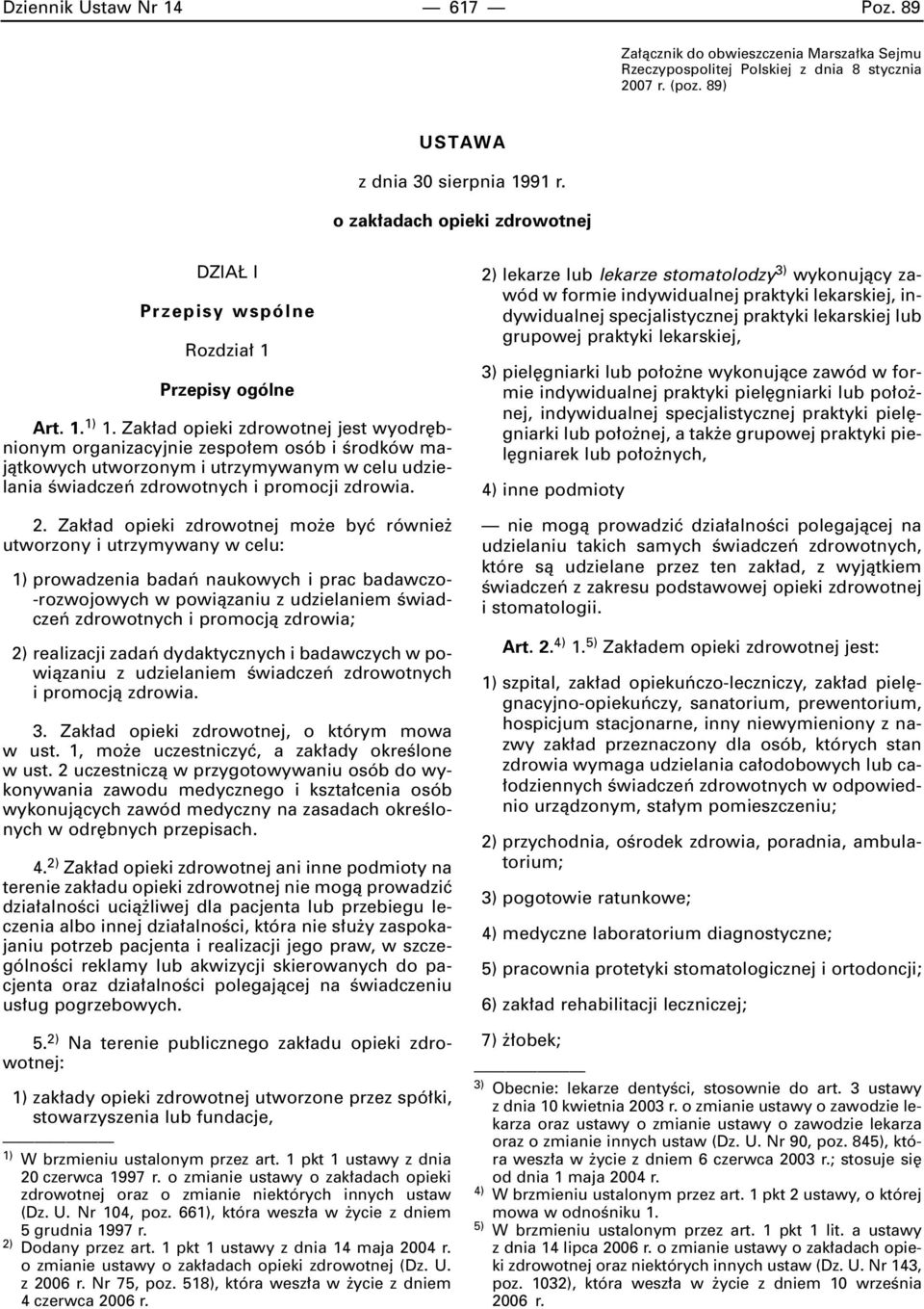 Zak ad opieki zdrowotnej jest wyodr bnionym organizacyjnie zespo em osób i Êrodków majàtkowych utworzonym i utrzymywanym w celu udzielania Êwiadczeƒ zdrowotnych i promocji zdrowia. 2.
