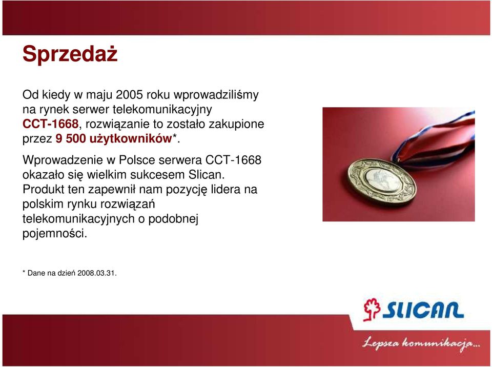 Wprowadzenie w Polsce serwera CCT-1668 okazało się wielkim sukcesem Slican.