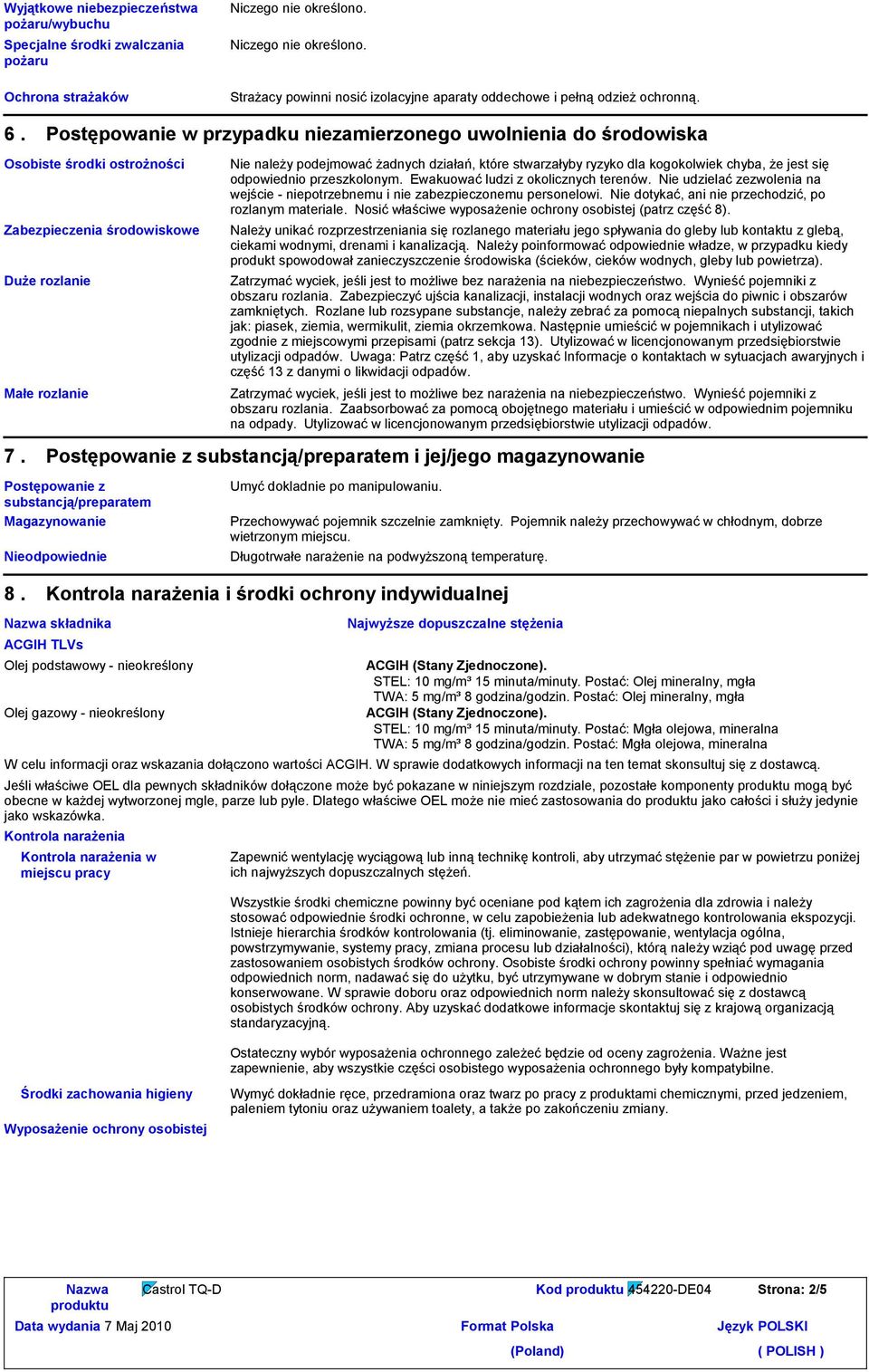 Nie należy podejmować żadnych działań, które stwarzałyby ryzyko dla kogokolwiek chyba, że jest się odpowiednio przeszkolonym. Ewakuować ludzi z okolicznych terenów.