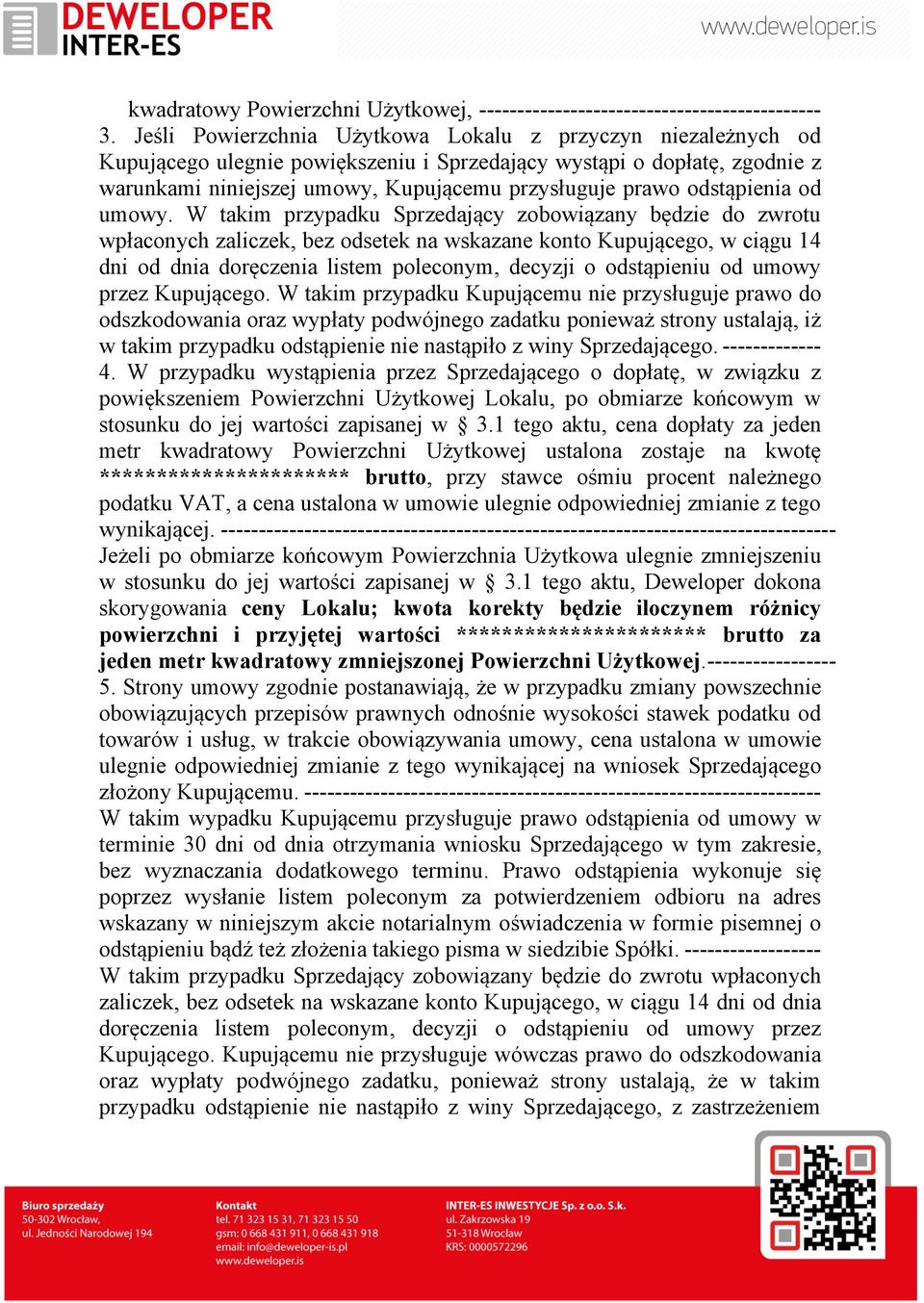 odstąpienia od umowy.