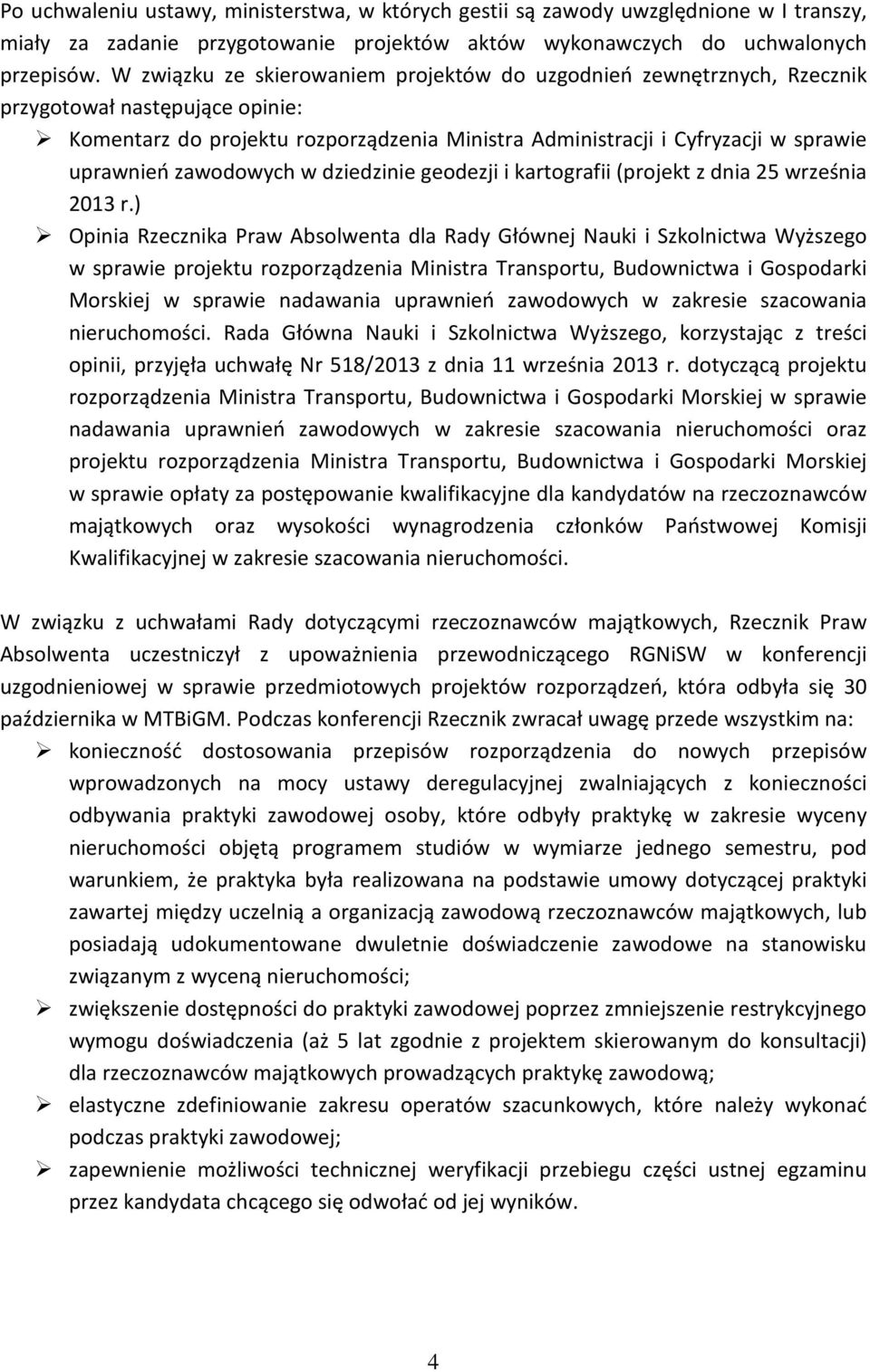 zawodowych w dziedzinie geodezji i kartografii (projekt z dnia 25 września 2013 r.