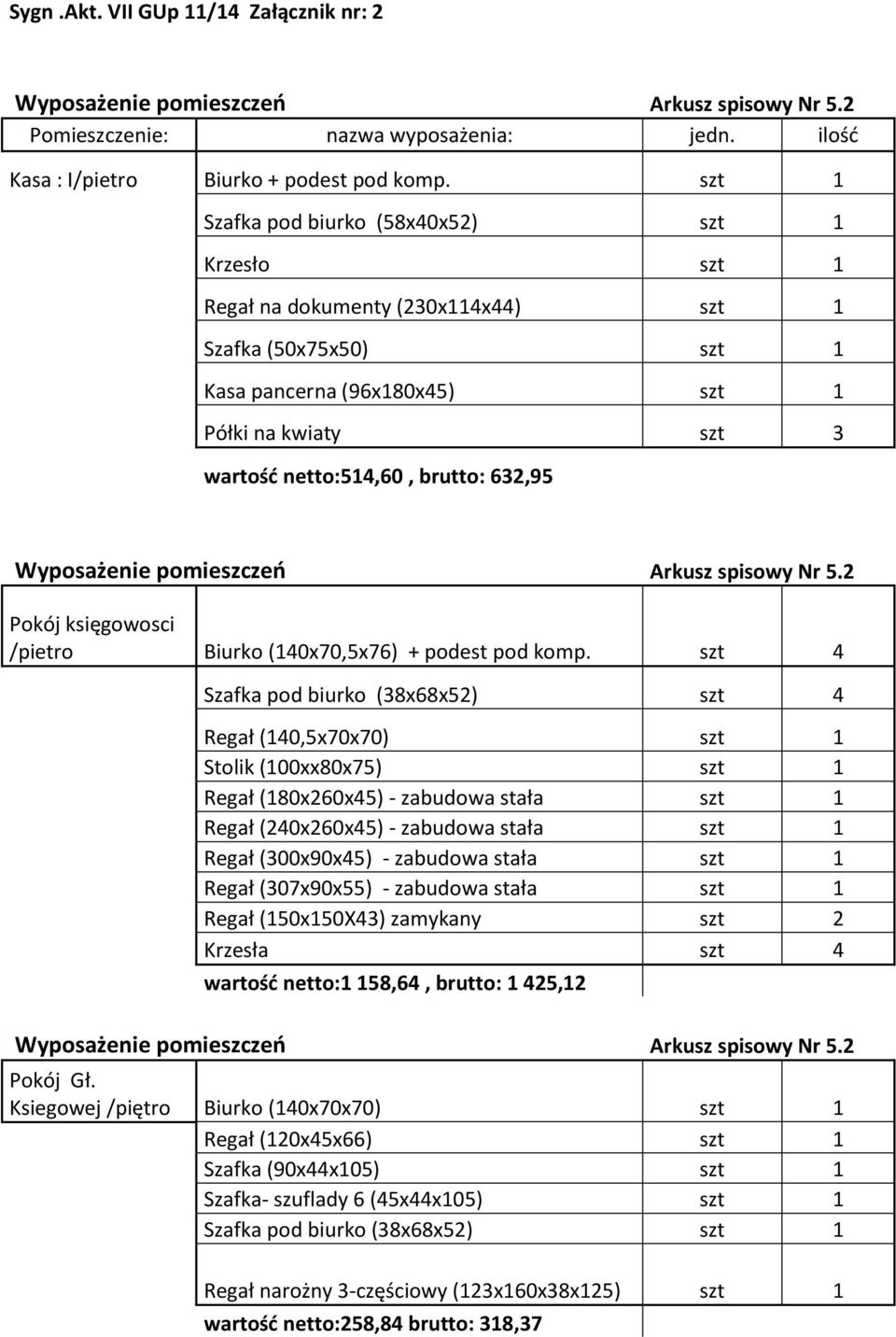 brutto: 632,95 Pokój księgowosci /pietro Biurko (140x70,5x76) + podest pod komp.