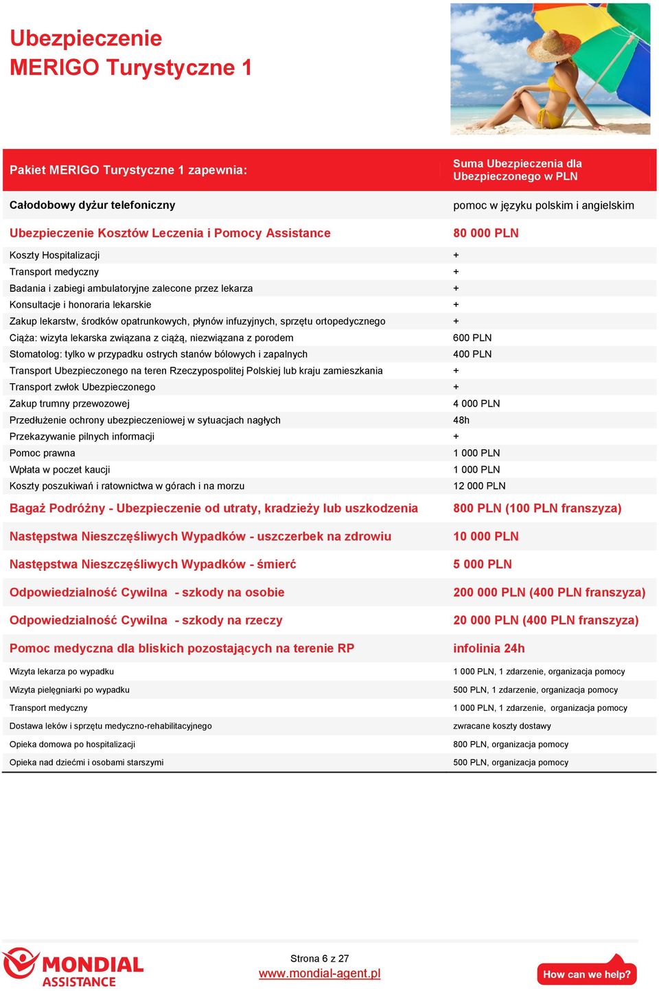 lekarstw, środków opatrunkowych, płynów infuzyjnych, sprzętu ortopedycznego + Ciąża: wizyta lekarska związana z ciążą, niezwiązana z porodem 600 PLN Stomatolog: tylko w przypadku ostrych stanów