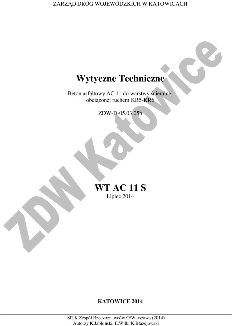 obciążonej ruchem KR5-KR6 ZDW-D-05.03.