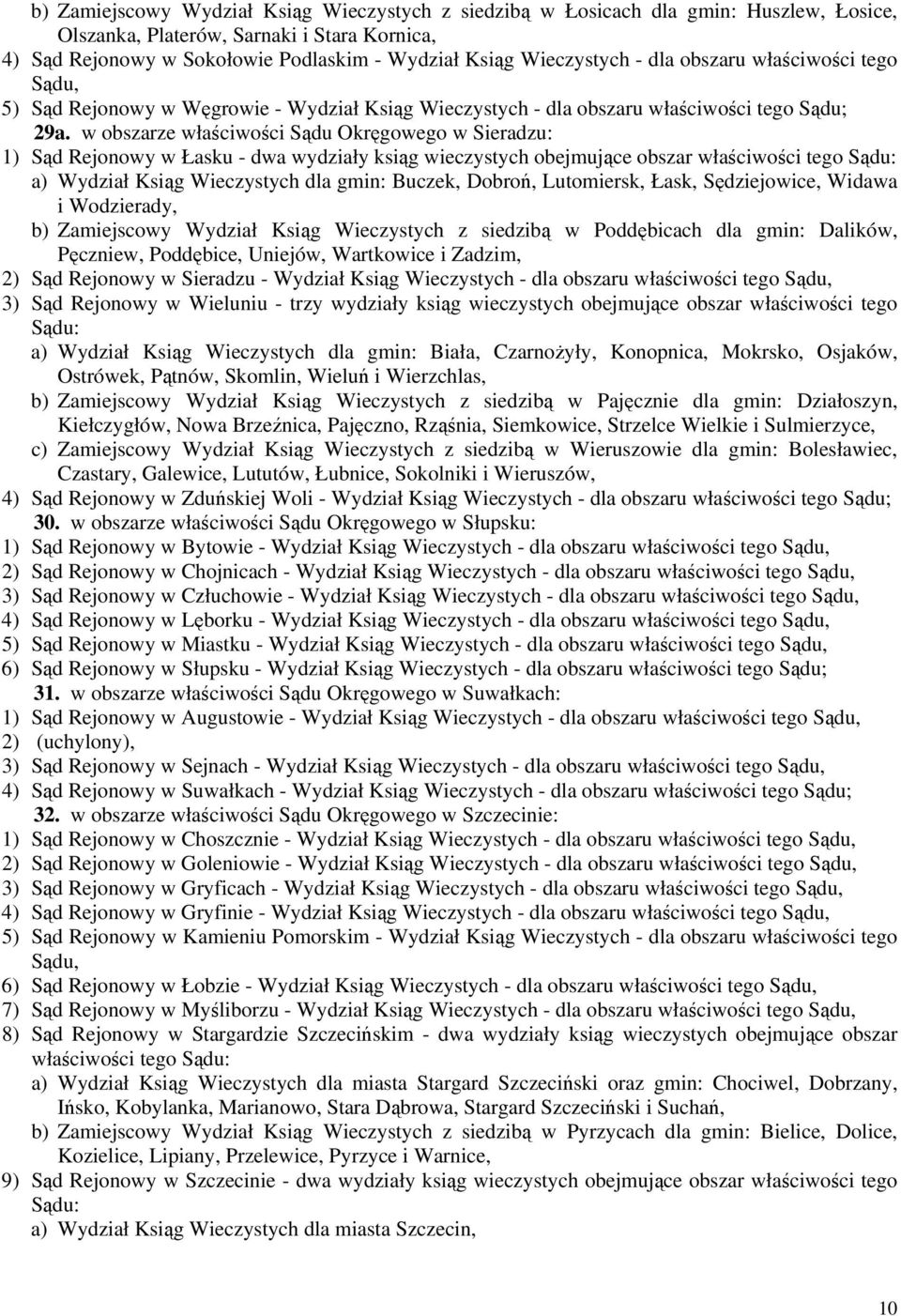 w obszarze właściwości Sądu Okręgowego w Sieradzu: 1) Sąd Rejonowy w Łasku - dwa wydziały ksiąg wieczystych obejmujące obszar właściwości tego a) Wydział Ksiąg Wieczystych dla gmin: Buczek, Dobroń,