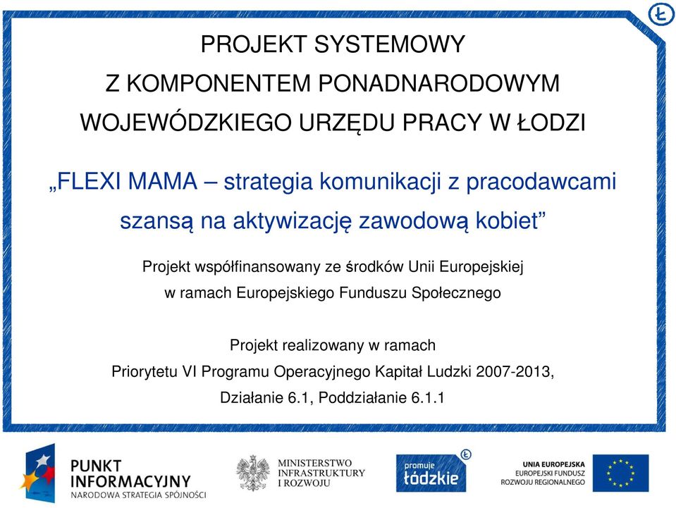 współfinansowany ze środków Unii Europejskiej w ramach Europejskiego Funduszu Społecznego Projekt