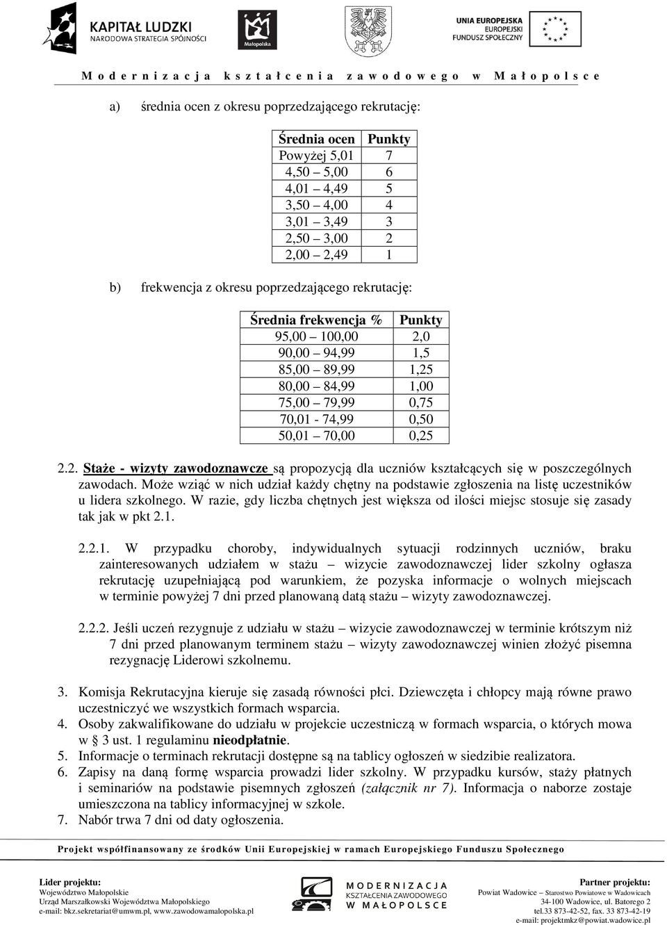 Może wziąć w nich udział każdy chętny na podstawie zgłoszenia na listę uczestników u lidera szkolnego. W razie, gdy liczba chętnych jest większa od ilości miejsc stosuje się zasady tak jak w pkt 2.1.