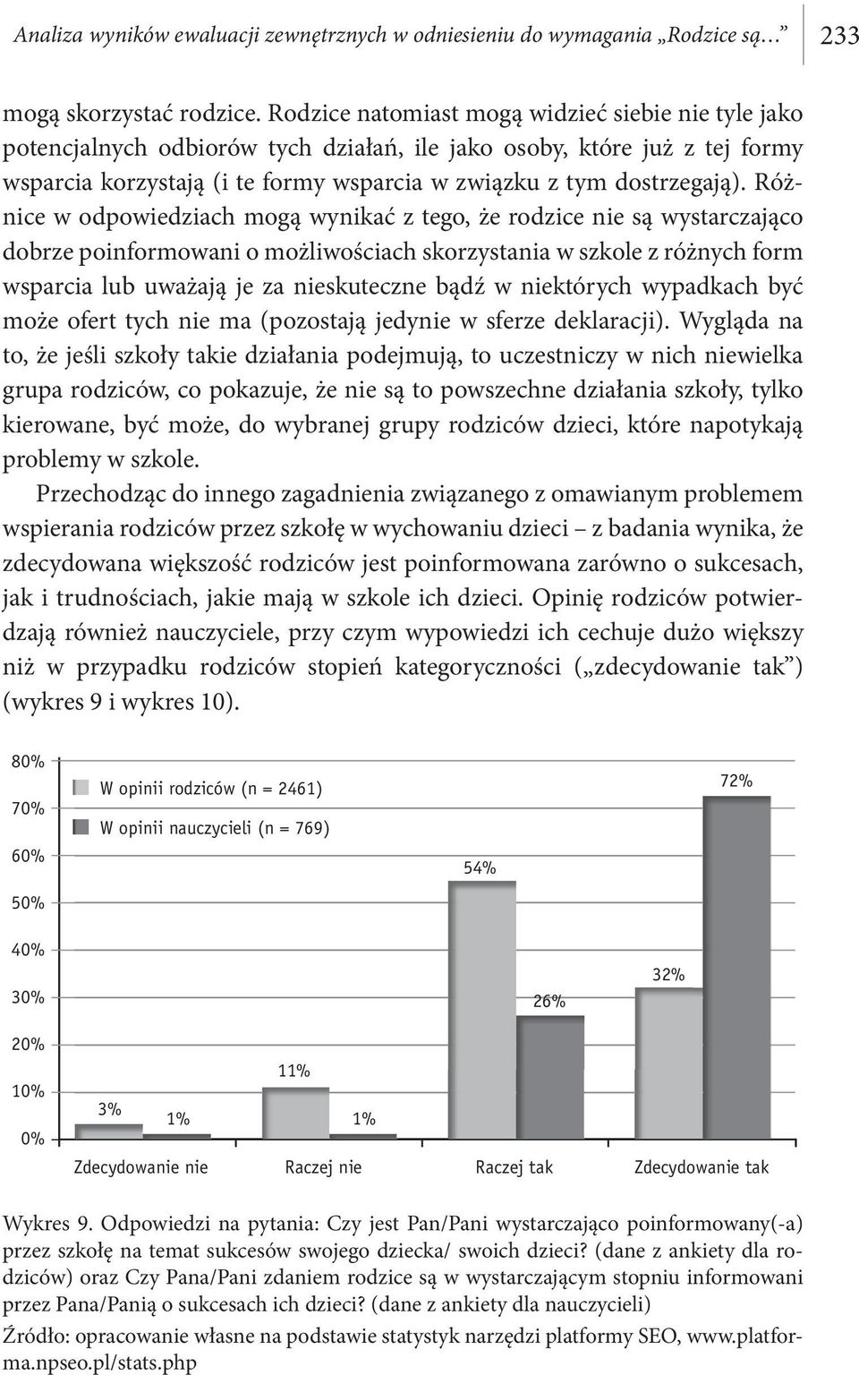 Różnice w odpowiedziach mogą wynikać z tego, że rodzice nie są wystarczająco dobrze poinformowani o możliwościach skorzystania w szkole z różnych form wsparcia lub uważają je za nieskuteczne bądź w