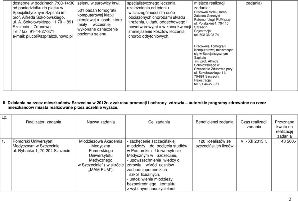 specjalistycznego leczenia uzaleŝnienia od tytoniu w szczególności dla osób obciąŝonych chorobami układu krąŝenia, układu oddechowego i nowotworowymi a w konsekwencji zmniejszenie kosztów leczenia
