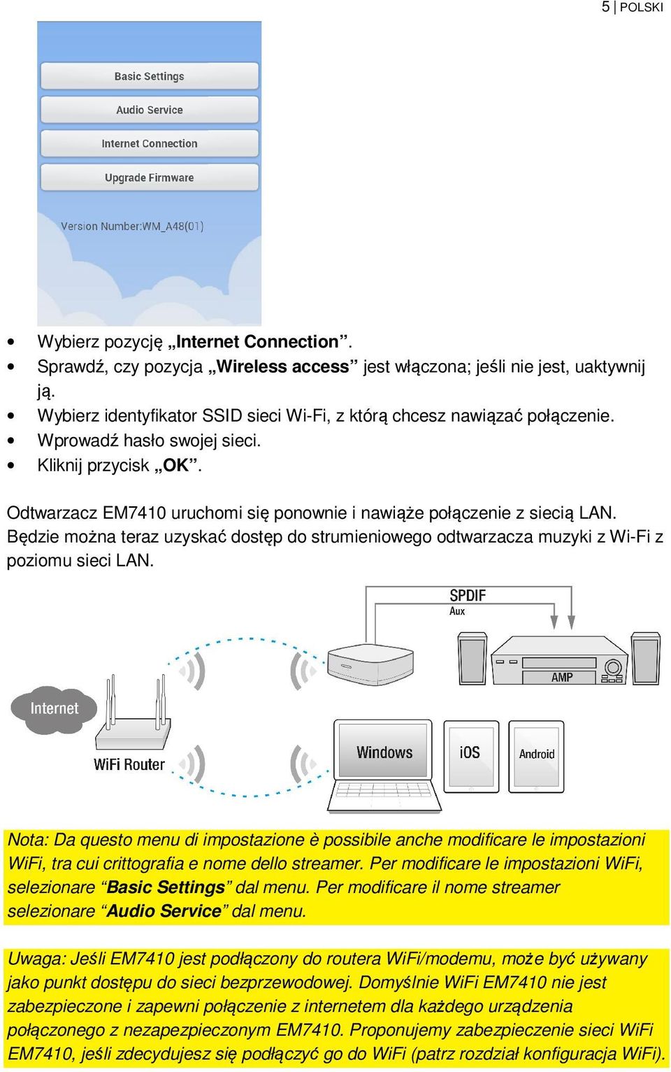 Będzie można teraz uzyskać dostęp do strumieniowego odtwarzacza muzyki z Wi-Fi z poziomu sieci LAN.