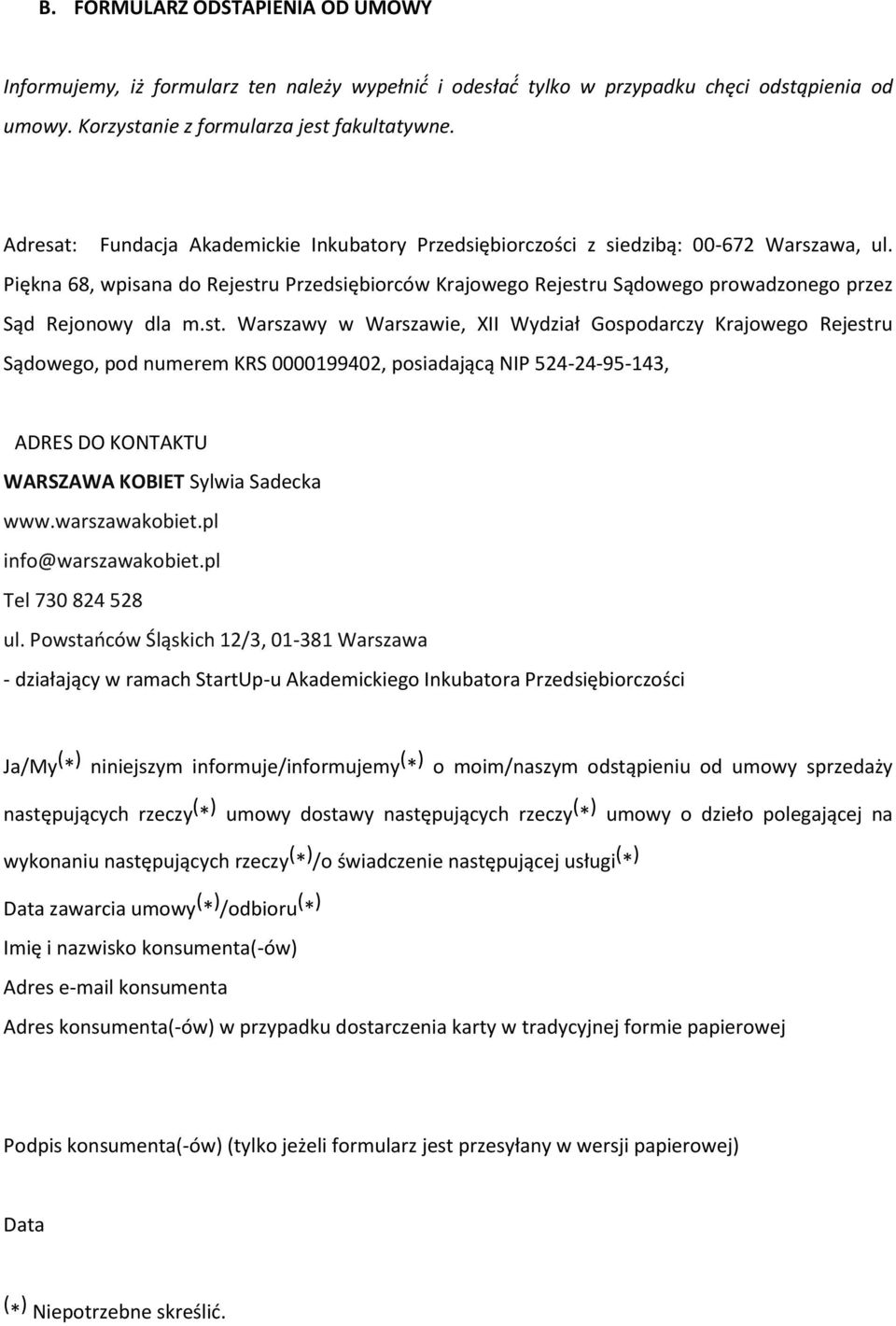 Piękna 68, wpisana do Rejestr