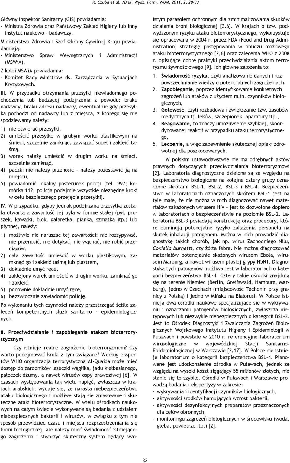 Zarządzania w Sytuacjach Kryzysowych. III.